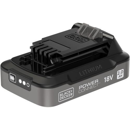 Acumulator Li-Ion 18V 2.0 Ah Black+Decker BDL2018S, compatibil cu toate uneltele POWERCONNECT, fara efect de memorie, indicator de incarcare LED, protectie supraincarcare si supraincalzire