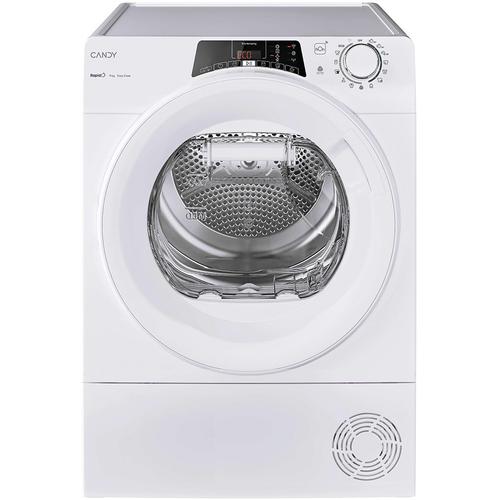 Uscator de rufe Candy Rapido RO EH9N2TE-S, Pompa de caldura, 9 kg, Clasa D, WiFi, Easy case, Senzor uscare, Antisifonare (Alb)