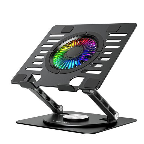 Cooler laptop Wozinsky WDCX-X16-AS CoolBase, Compatibil cu laptop de maxim 16 inch, 1 ventilator, 1200 rpm, Iluminare RGB, Ajustabil, Baza rotativa 360 grade, Alimentare USB, 2 porturi USB-A, Negru