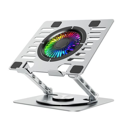 Cooler laptop Wozinsky WDCX-X16-AS CoolBase, Compatibil cu laptop de maxim 16 inch, 1 ventilator, 1200 rpm, Iluminare RGB, Ajustabil, Baza rotativa 360 grade, Alimentare USB, 2 porturi USB-A, Argintiu