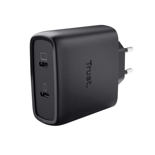 Incarcator retea Trust Maxo GaN, 65W, 2x USB-C, Negru