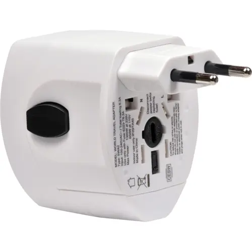 Adaptor universal Spacer, Schuko x 1, conectare Socket Universal tata, USB x 2, 10 A, alb