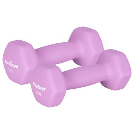 Set gantere Rebel Active RBA-2330-2, 2 x 2kg, fonta si invelis de neopren (Roz)