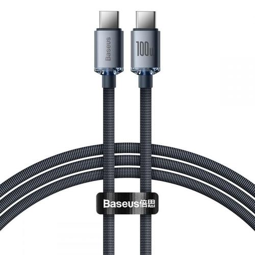 Cablu de date Baseus Crystal Shine,  USB Type-C - USB Type-C, PD 100W, 3A, 1.2m, Negru