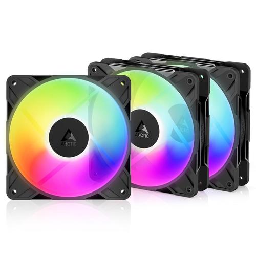 Ventilator Arctic P12 Pro Reverse A-RGB, 120 mm PWM, 500 - 3000 rpm, 3 Pack, Negru