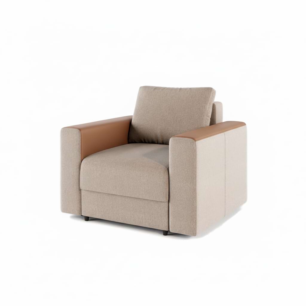 Fotoliu fix MAGIS, stofa Grej, piele eco cappuccino