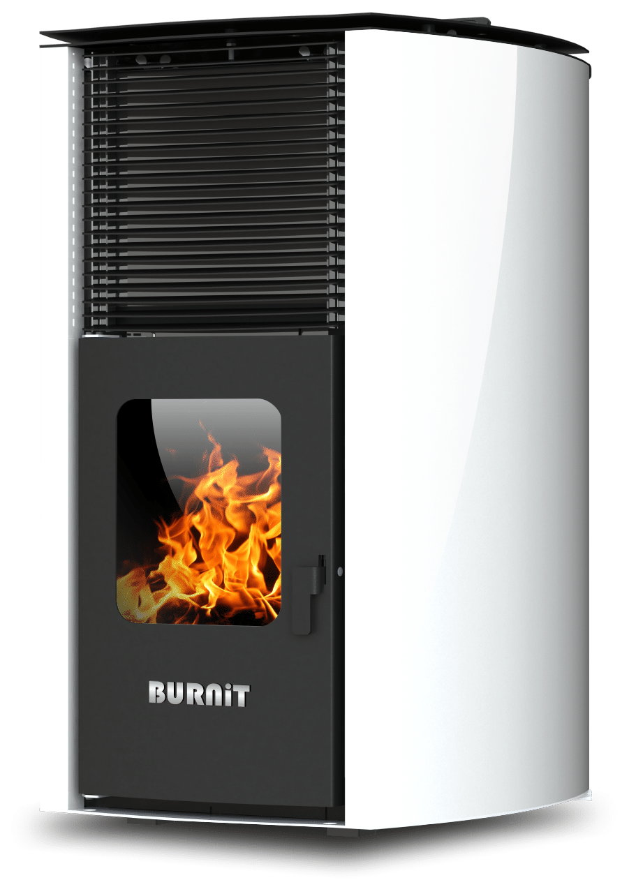 Centrala termosemineu pe peleti Burnit Advant V2 White 13 kw, echipata cu pompa de circulatie, vas de expansiune, automatizare, suprafata pana la 100 metri patrati