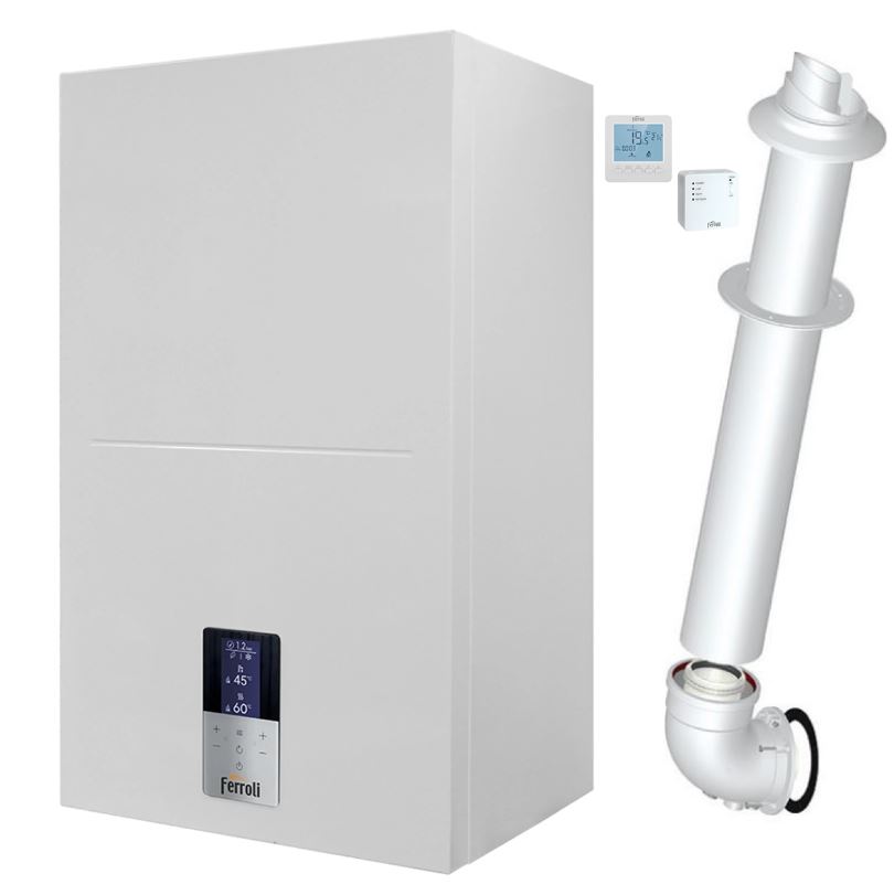 Centrala termica in condensare Ferroli BlueHelix HITECH RRT 24C, kit evacuare inclus