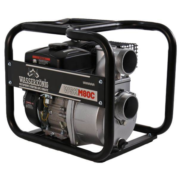 Motopompa 3"" Wasserkonig WSKM80C, maxim 55 m³/ora , inaltime refulare max 30 m, motor euro V, benzina, putere 7 CP