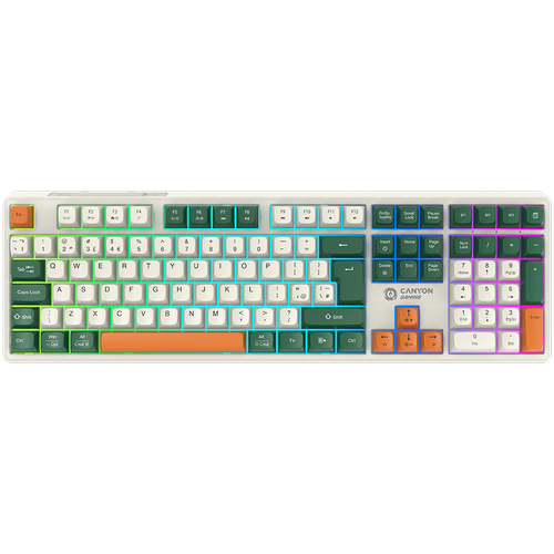 Tastatura gaming mecanica wireless CANYON Shadder GKW-11, 108 taste, Switch-uri Brown, RGB, Layout UK/US (Alb)