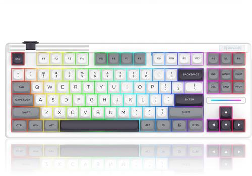 Tastatura Gaming Mecanica Redragon OTIIM K729WGB-RGB-PRO, USB, Bluetooth, Wireless 2.4GHz, Iluminare RGB, Switch-uri Bullet QL, TKL, Layout US (Alb)