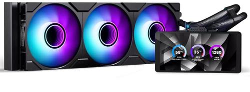 Cooler CPU Phanteks Glacier One 360M25 LCD, Racire cu lichid, Display 6inch IPS, 3x M25G2-120 D-RGB (Negru)