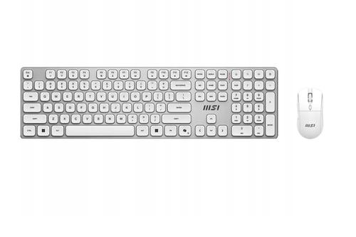 Kit Tastatura si Mouse Wireless MSI FORGE K210, USB, 2.4G, 1600 DPI, Layout US (Alb)