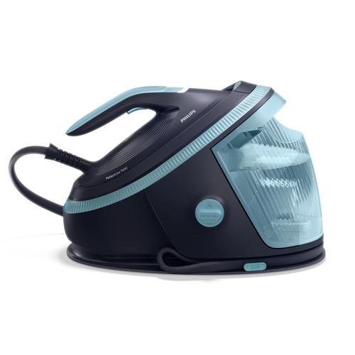 Statie de calcat cu abur Philips Seria 7000 PSG7200/20, tehnologie OptimalTEMP, garantat fara arsuri, Abur max 160 g/min, Jet de abur 600g, rezervor detasabil de 1.5 l, Talpa SteamGlide Elite, Mod ECO, Oprire automata de siguranta (Albastru