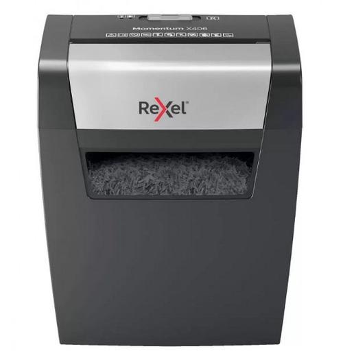 Distrugator manual documente Rexel MOMENTUM X406, 6 coli, P4, taiere tip confeti (Negru)