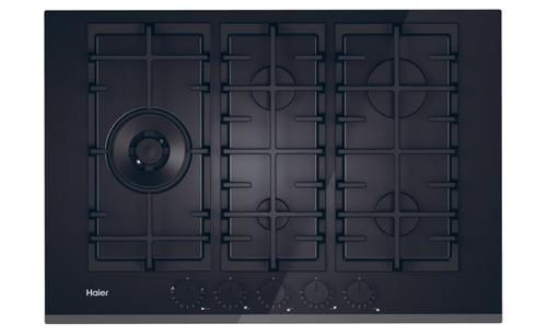 Plita incorporabila HAIER HAVG7WL4BPB, Gaz, 5 arzatoare, Wok, 75cm (Negru)