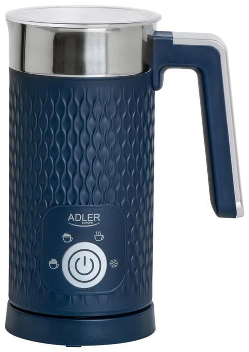 Spumator de lapte Adler AD 4494d, 4 functii, 300 ml, 500W, lapte cald si rece, baza rotativa 360°, oprire automata, ideal pentru cappuccino si latte (Albastru)