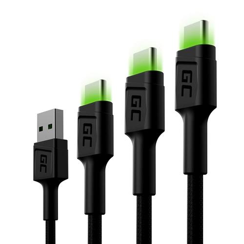 Cablu de date Green Cell GC Ray, USB-USB-C 30cm/120cm/200cm,  incarcare rapida, Ultra Charge, QC 3.0