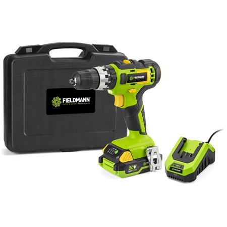 Masina de gaurit cu acumulator Fieldmann FDUV 70115-A, 1300 rpm, 35 Nm + Incarcator rapid + Baterie 2 Ah Incluse (Negru/Verde)