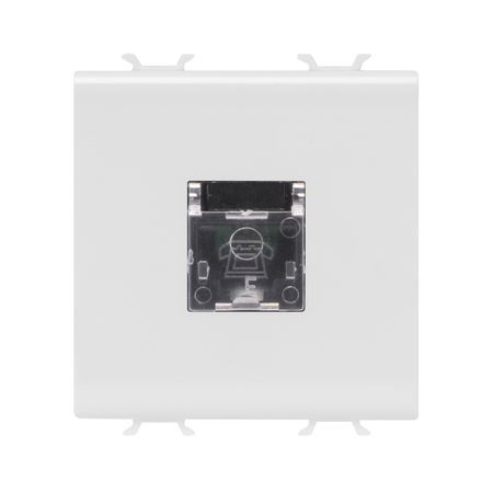 PRIZA TELEFONICA STANDARD INTERNATIONALA - RJ11 - BORNE CU ÎNSURUBARE - 2 MODULE - ALB SATINAT - CHORUSMART