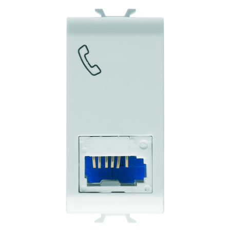 PRIZA TELEFONICA STANDARD BRITANICA - 6 CONTACTE - TERMINALE CU ÎNSURUBARE - 1 MODUL - ALB SATINAT - CHORUSMART