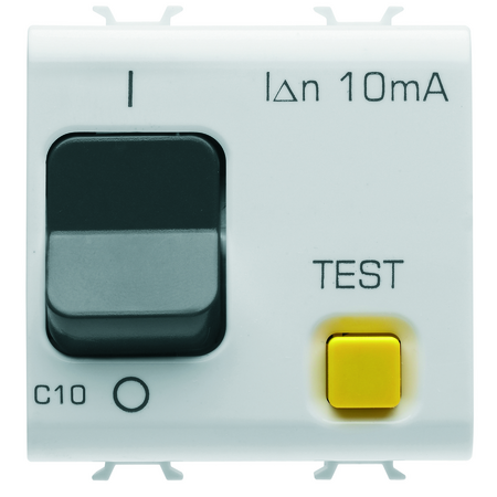 ÎNTRERUPATOR DE CURENT REZIDUAL CU PROTECTIE LA SUPRACURENT - CARACTERISTICA C - CLASA A - 1P+N 10A 230VAC 10MA - 2 MODULE - ALB SATINAT - CHORUSMART