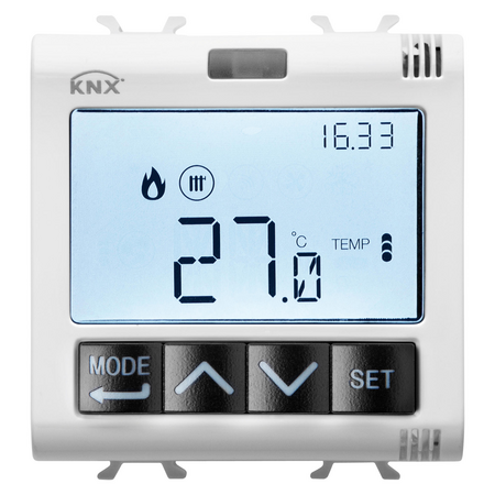 TERMOSTAT CU GESTIONARE A UMIDITATII - KNX - 2 MODULE - ALB SATINAT - CHORUSMART