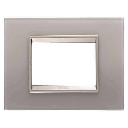 PLACA LUX - ÎN STICLA - 3 MODULE - GRI PERLAT - CADRU INTERIOR BRONZ MAT - CHORUSMART