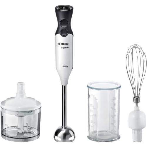 Mixer vertical Bosch ErgoMixx MS6CA4150, 800 W, 12 viteze+Turbo, minitocator, tel, vas gradat, cutit Quattro Blade, Alb/Antracit
