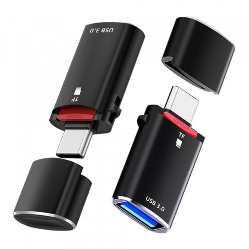 Cititor Card USB-C Techsuit AluVoltX, USB-A (OTG) - microSD (Negru)