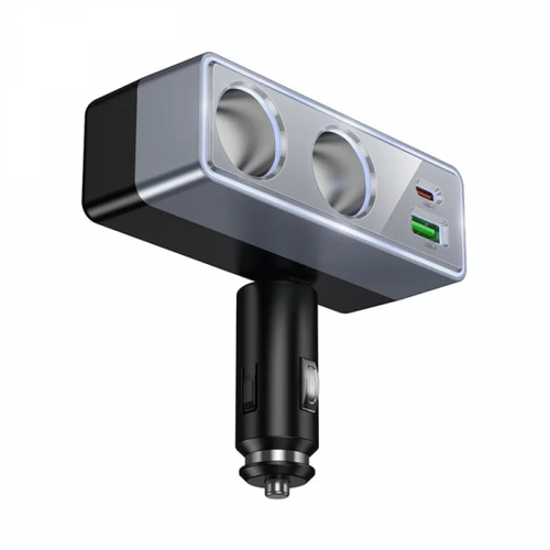 Incarcator Auto HOCO Z65B, 240W, 1 x USB-A - 1 x USB-C - 2 x Extensie Bricheta (Negru)