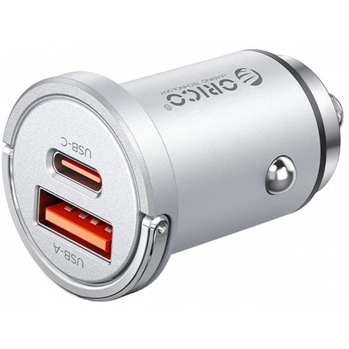 Incarcator Auto Orico MiniRing Pro, 45W, 3A, 1 x USB-A - 1 x USB-C (Argintiu)