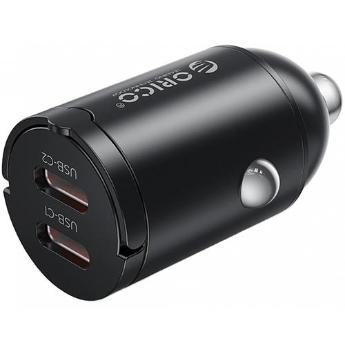 Incarcator Auto Orico MiniRing, 30W, 3A, 2 x USB-C (Negru)