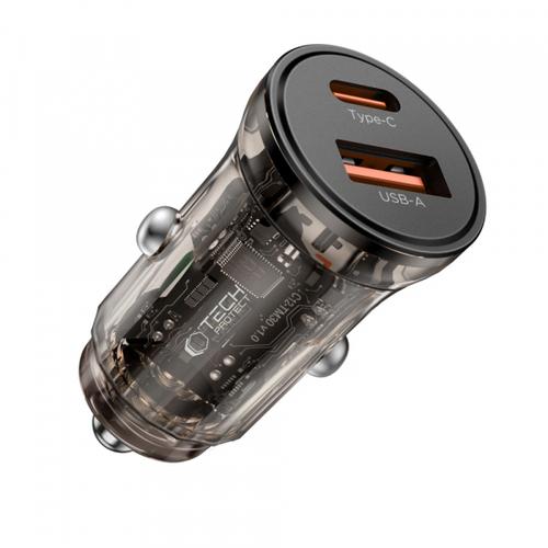 Incarcator Auto Tech-Protect CC01, 30W, 3A, 1 x USB-A - 1 x USB-C (Negru)