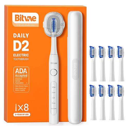 Periuta De Dinti Electrica Bitvae D2, 5 moduri periaj, 8 capete incluse (Alb)