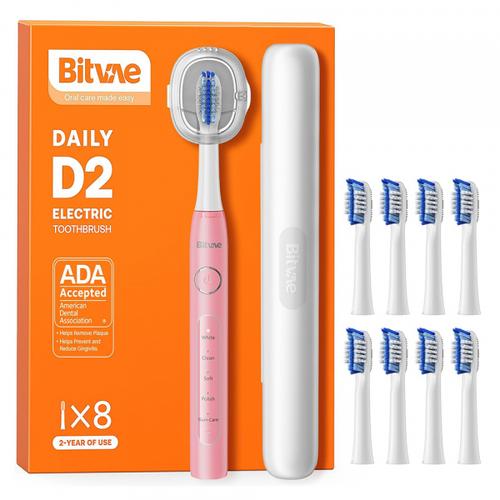 Periuta De Dinti Electrica Bitvae D2, 5 moduri periaj, 8 capete incluse (Roz)