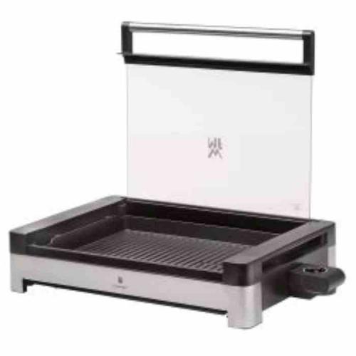 Gratar de masa cu capac din otel inoxidabil WMF Lono 415430011, 40 x 29 cm 2200W (Argintiu/Negru)