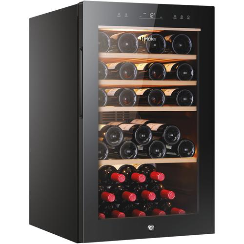 Vitrina de vinuri Haier HWS49GA, 118 L, 49 sticle, Usa reversibila, Clasa F, H 82 cm (Negru)