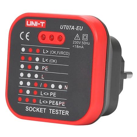 Tester priza UNI-T UT07A-EU,  230V AC, IP40, Standarde de siguranta CAT II 300V