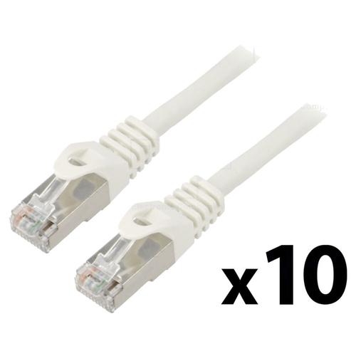 Patchcord Lanberg PCF6-20CC-0200-W, F/UTP 6 CCA PVC alb 2m 26AWG, Set de 10 bucati