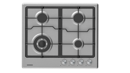 Plita incorporabila HEINNER HBH-M495IWFIX, Gaz, 4 arzatoare, Wok, Aprindere electrica (Inox)