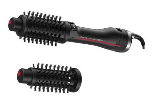 Perie rotativa cu aer cald Rowenta x Karl Lagerfeld Pro Stylist CF961LF0, 750W, tehnologie Pro Dual Motion, generator de ioni, invelis exclusiv Keratin & Glow, cablu 1.8m, negru&rosu