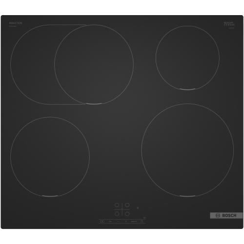 Plita incorporabila Bosch PIF61ABB5E, Inductie, 4 zone de gatit, RoasterZone, 17 trepte putere, PowerBoost, TouchSelect, 60 cm, Sticla (Negru)