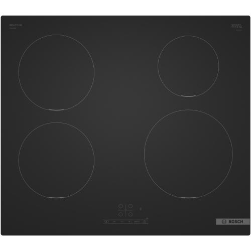 Plita incorporabila Bosch PIE61ABB5E, Inductie, 4 zone de gatit, 17 trepte putere, PowerBoost, TouchSelect, 60 cm, Sticla (Negru Mat)