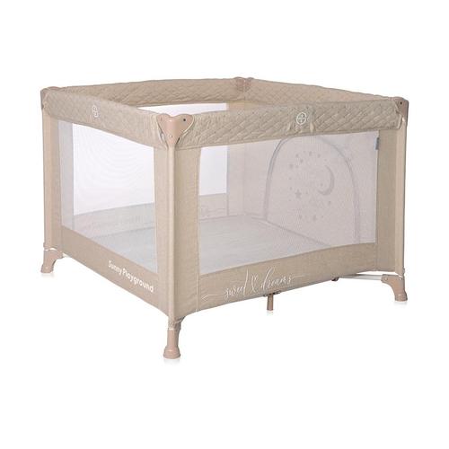 Tarc de joaca Sunny Playground, 0-36 luni, maxim 15 kg, pliabil, mecanism siguranta, saltea 2 cm si sezut intarit, Frog Beige Star