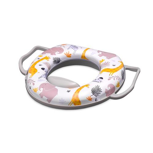 Reductor moale pentru toaleta Lorelli, cu manere, confortabil, impermeabil, protectie impotriva stropirii, Grey Animals