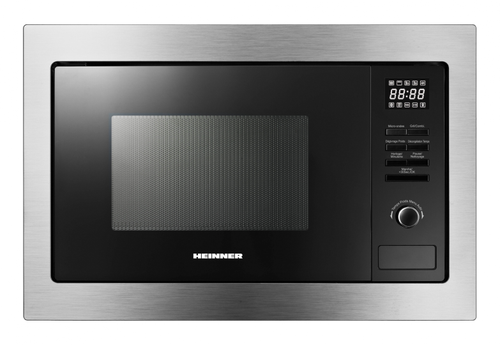 Cuptor cu microunde incorporabil HEINNER HMW-MDBI25GDIX, 900 W, 25 l, Grill 1000 W, 5 trepte putere, 10 programe, Platou rotativ 31.4 cm (Inox/Negru)