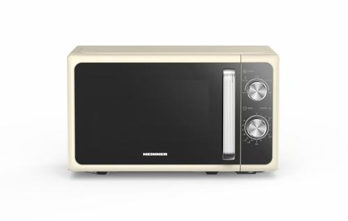 Cuptor cu microunde HEINNER HMW-MD20MRCR, 800 W, 20 l, 5 trepte putere, Platou rotativ 25.5 cm (Crem)