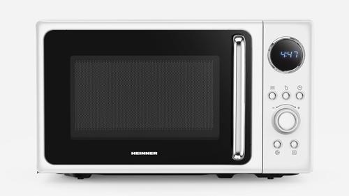 Cuptor cu microunde HEINNER HMW-MD20DRWH, 800 W, 20 l, 5 trepte putere, Platou rotativ 25.5 cm (Alb)