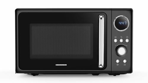 Cuptor cu microunde HEINNER HMW-MD20DRBK, 800 W, 20 l, 5 trepte putere, Platou rotativ 25.5 cm (Negru)